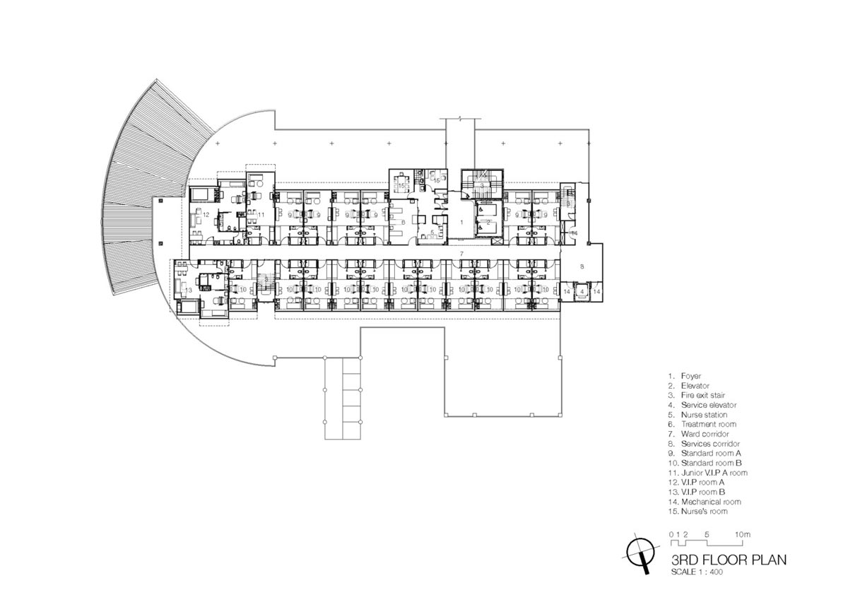 طراحی داخلی و دکوراسیون بیمارستان کودکان-پلان طبقه سه