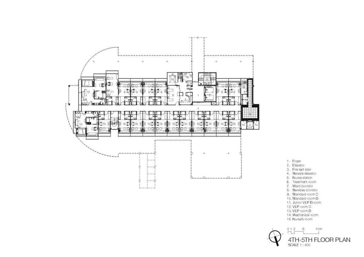 طراحی داخلی و دکوراسیون بیمارستان کودکان-پلان طبقه چهار و پنج